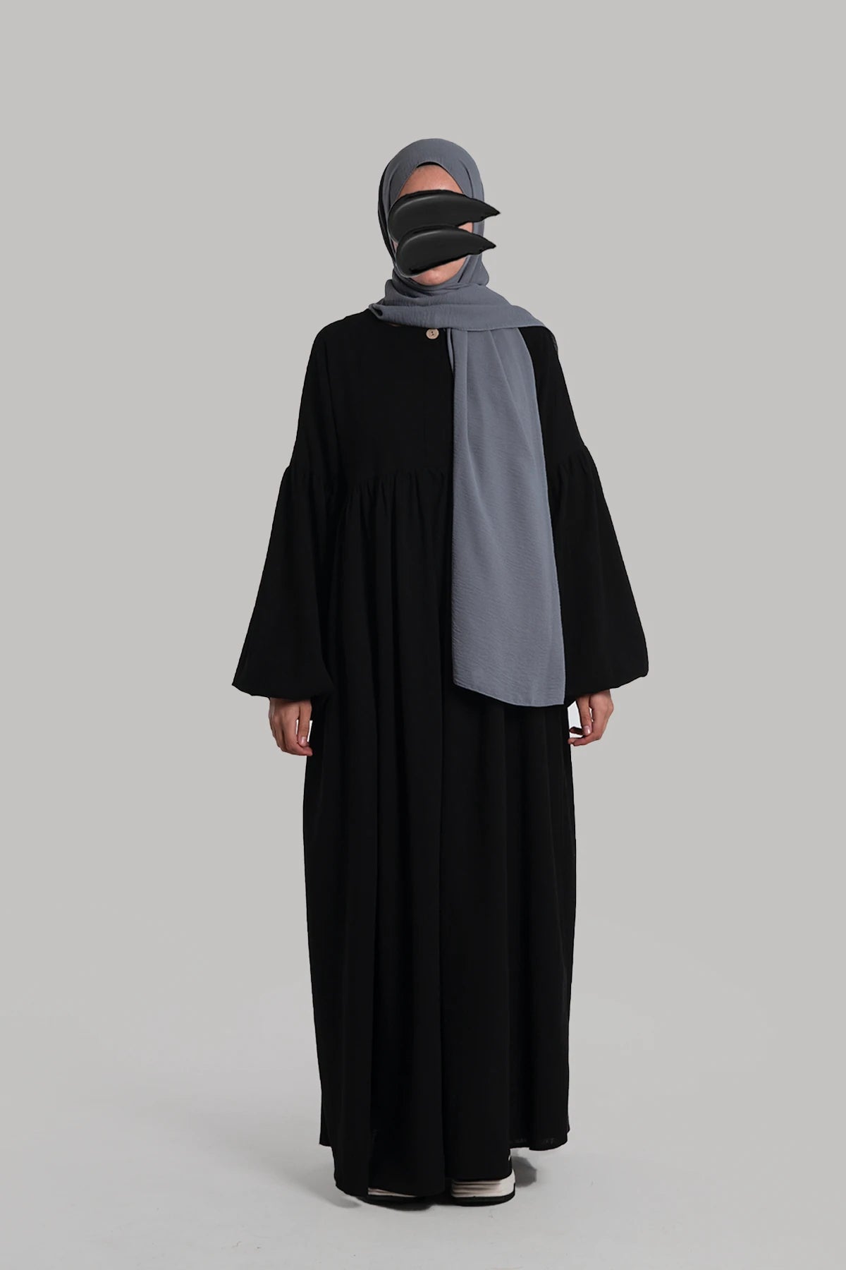 Linen Button Dress - Black