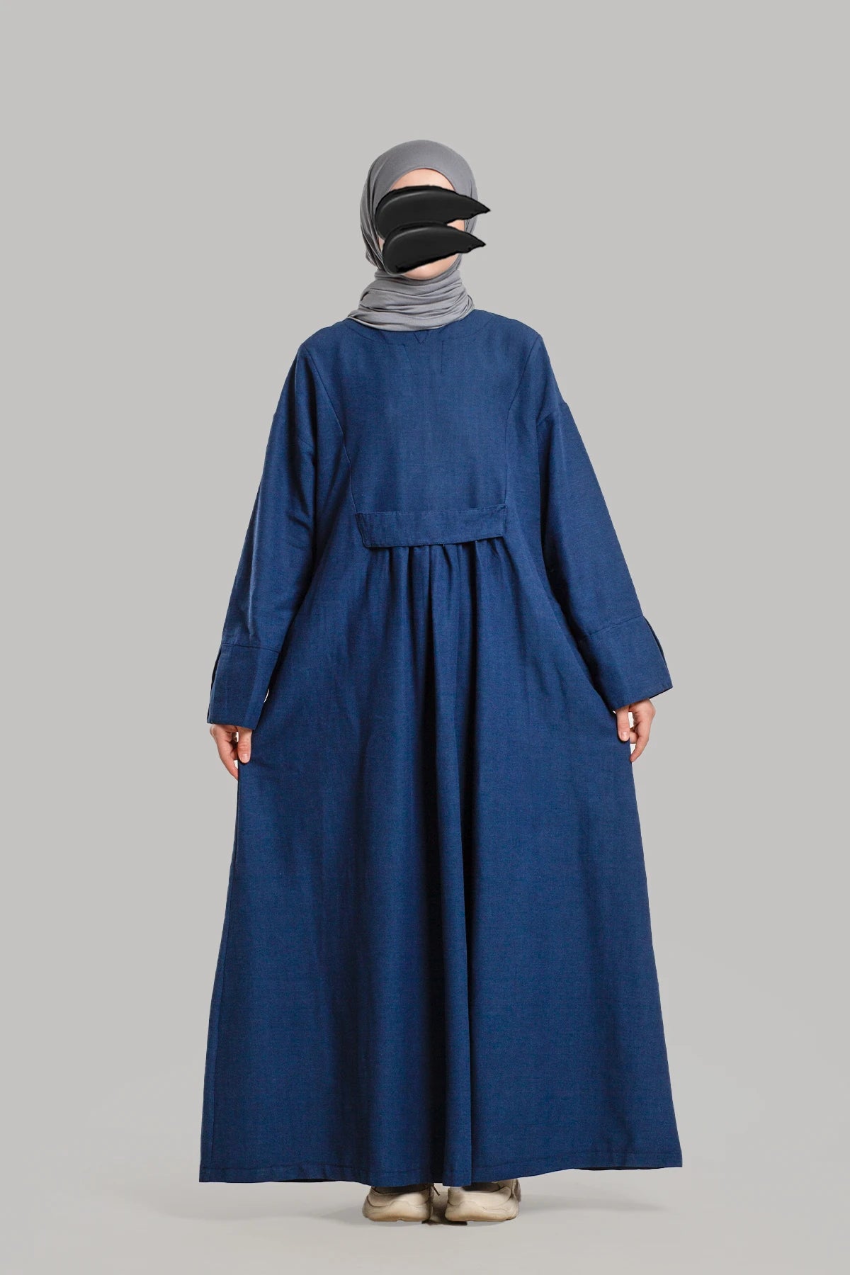 Pleated Linen Dress - Navy