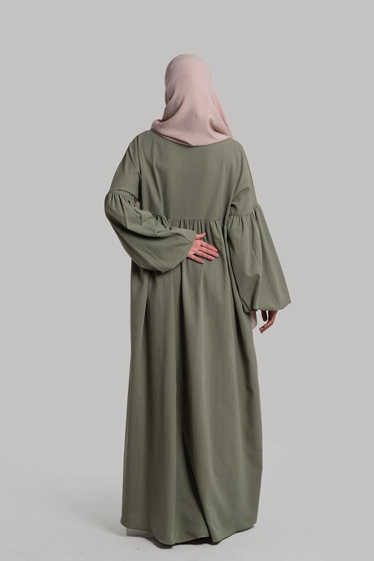 Linen Button Dress - Soft Green