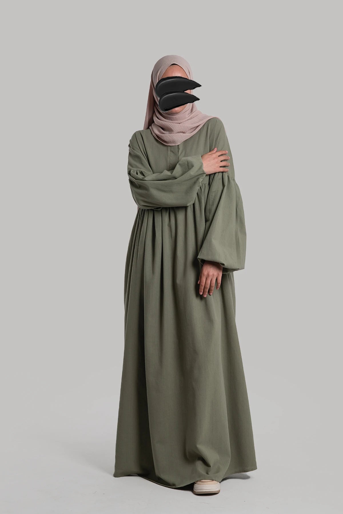 Linen Button Dress - Soft Green