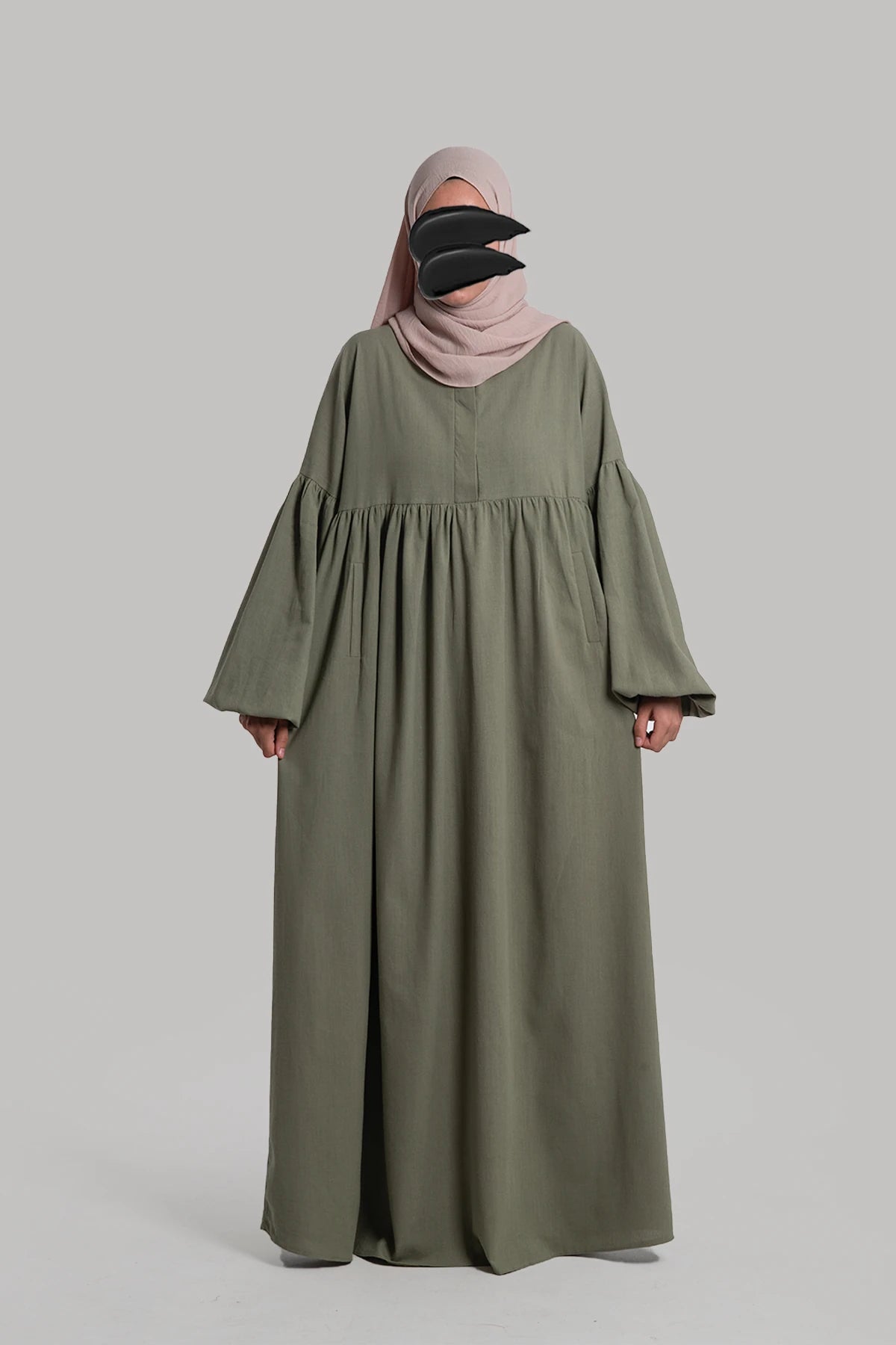 Linen Button Dress - Soft Green