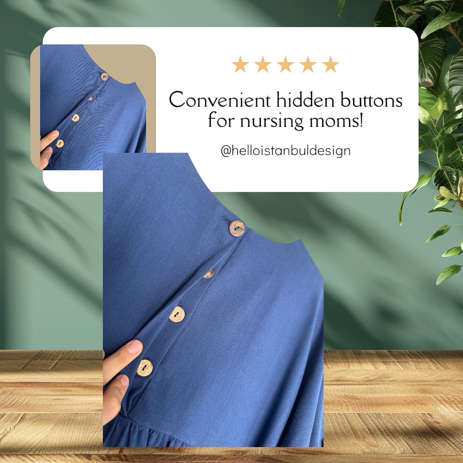 Linen Button Dress - Navy
