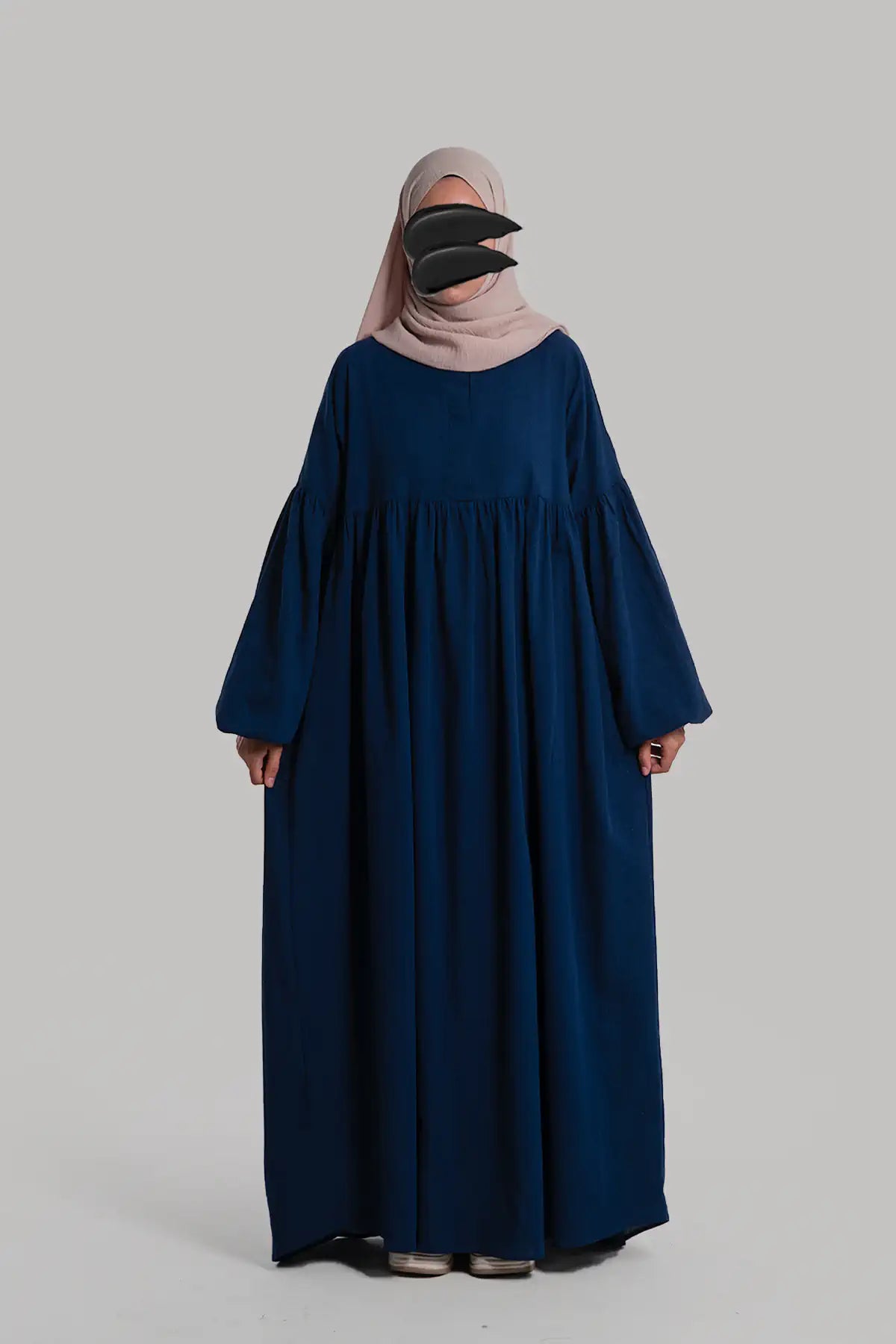 Linen Button Dress - Navy