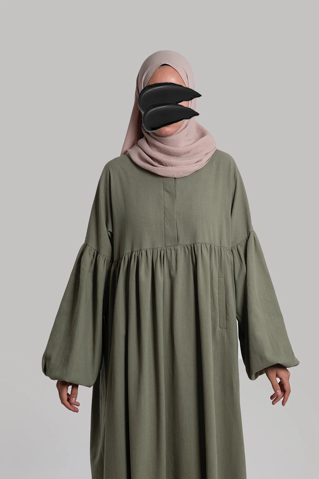 Linen Button Dress - Soft Green