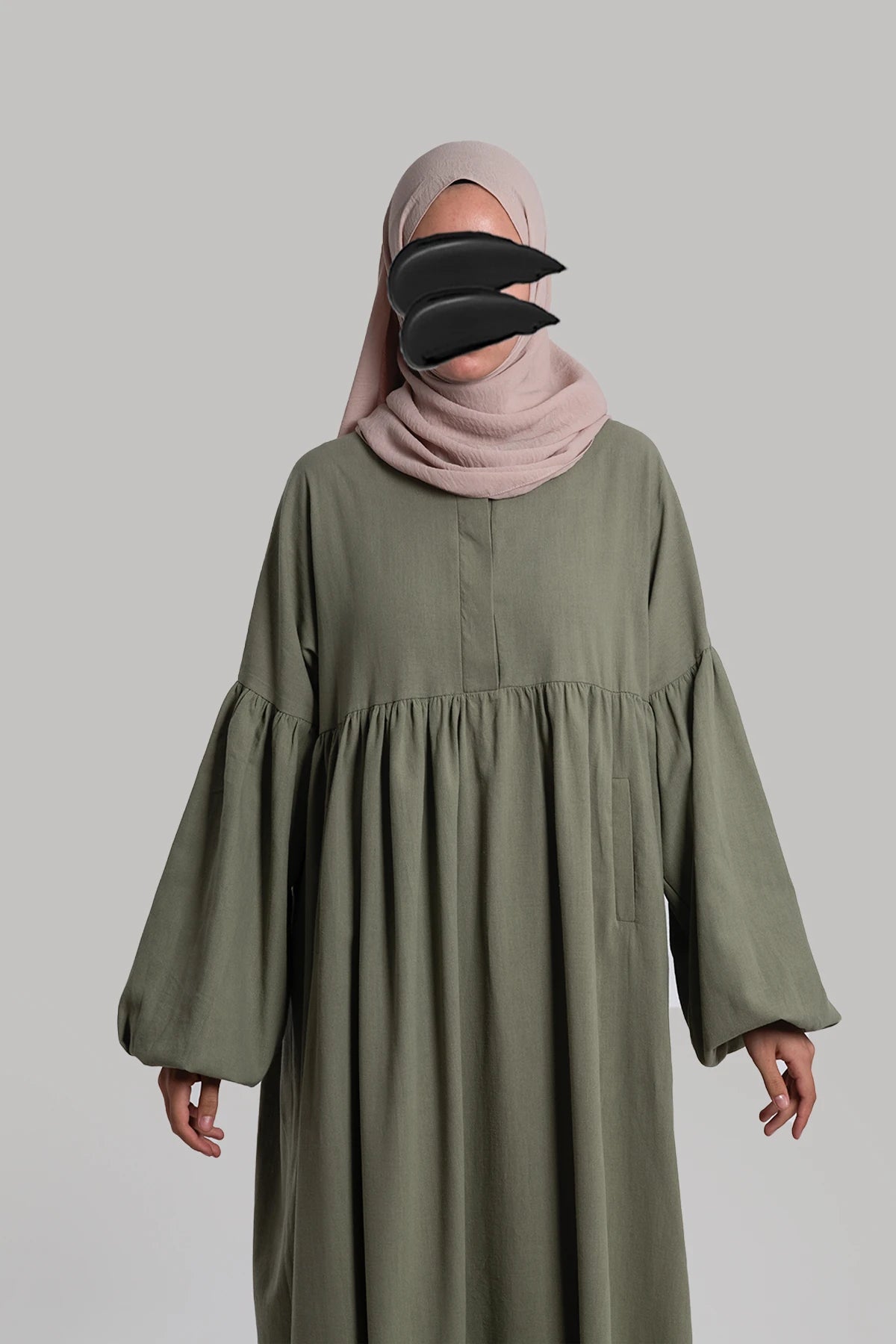 Linen Button Dress - Soft Green