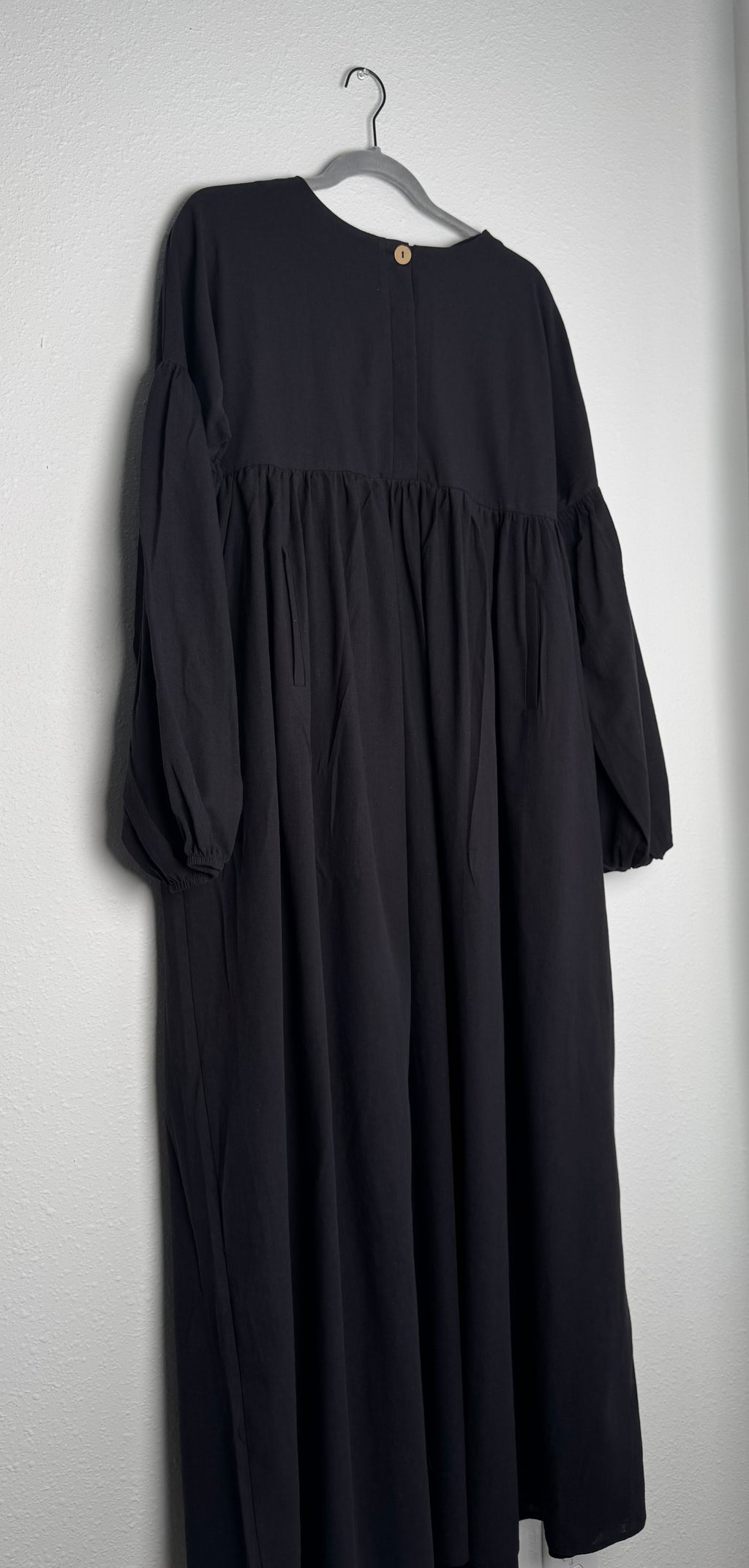 Linen Button Dress - Black