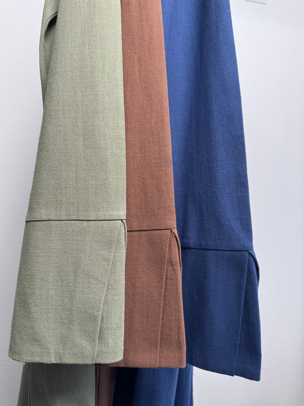 Pleated Linen Dress - Green