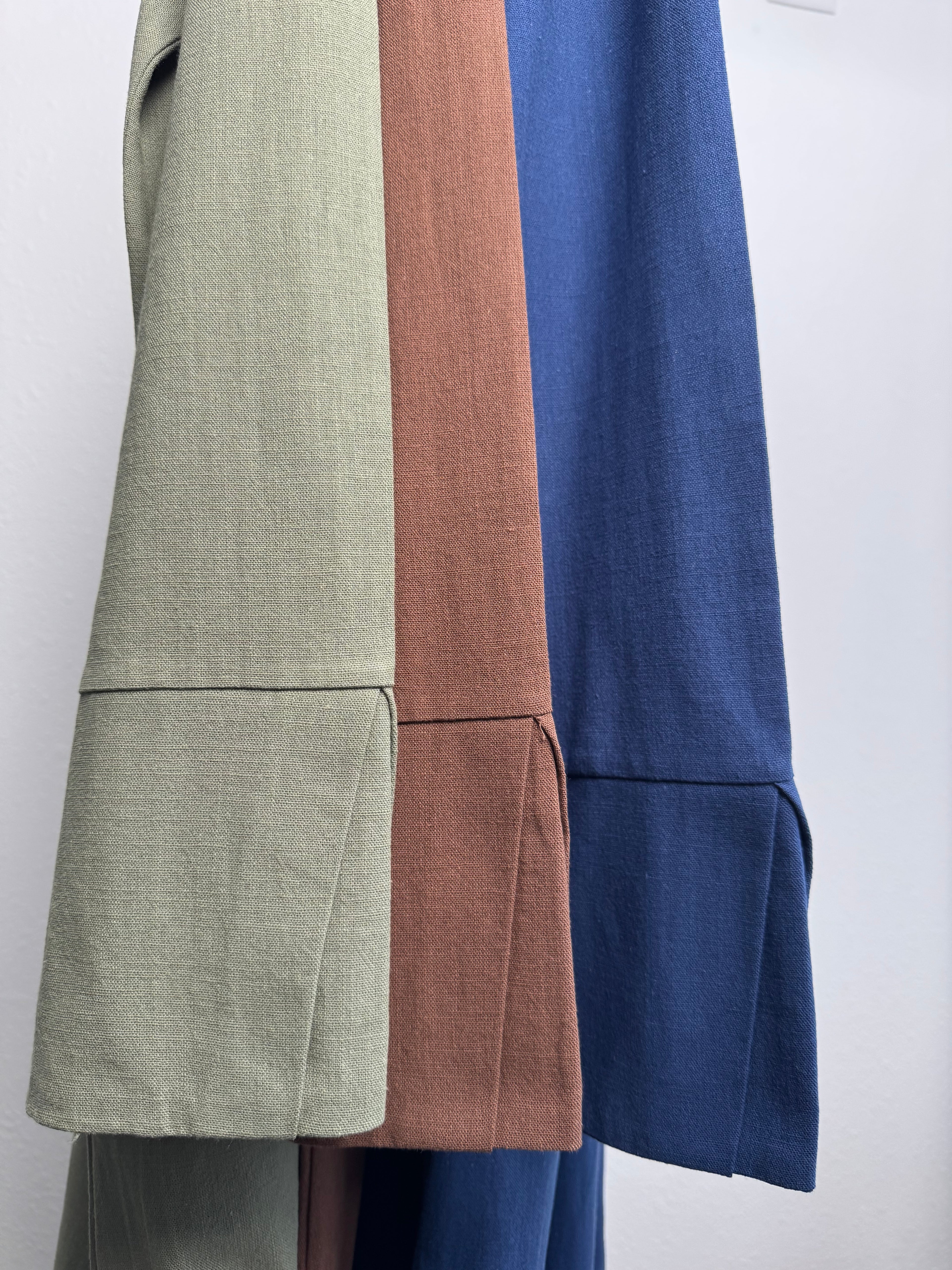 Pleated Linen Dress - Brown