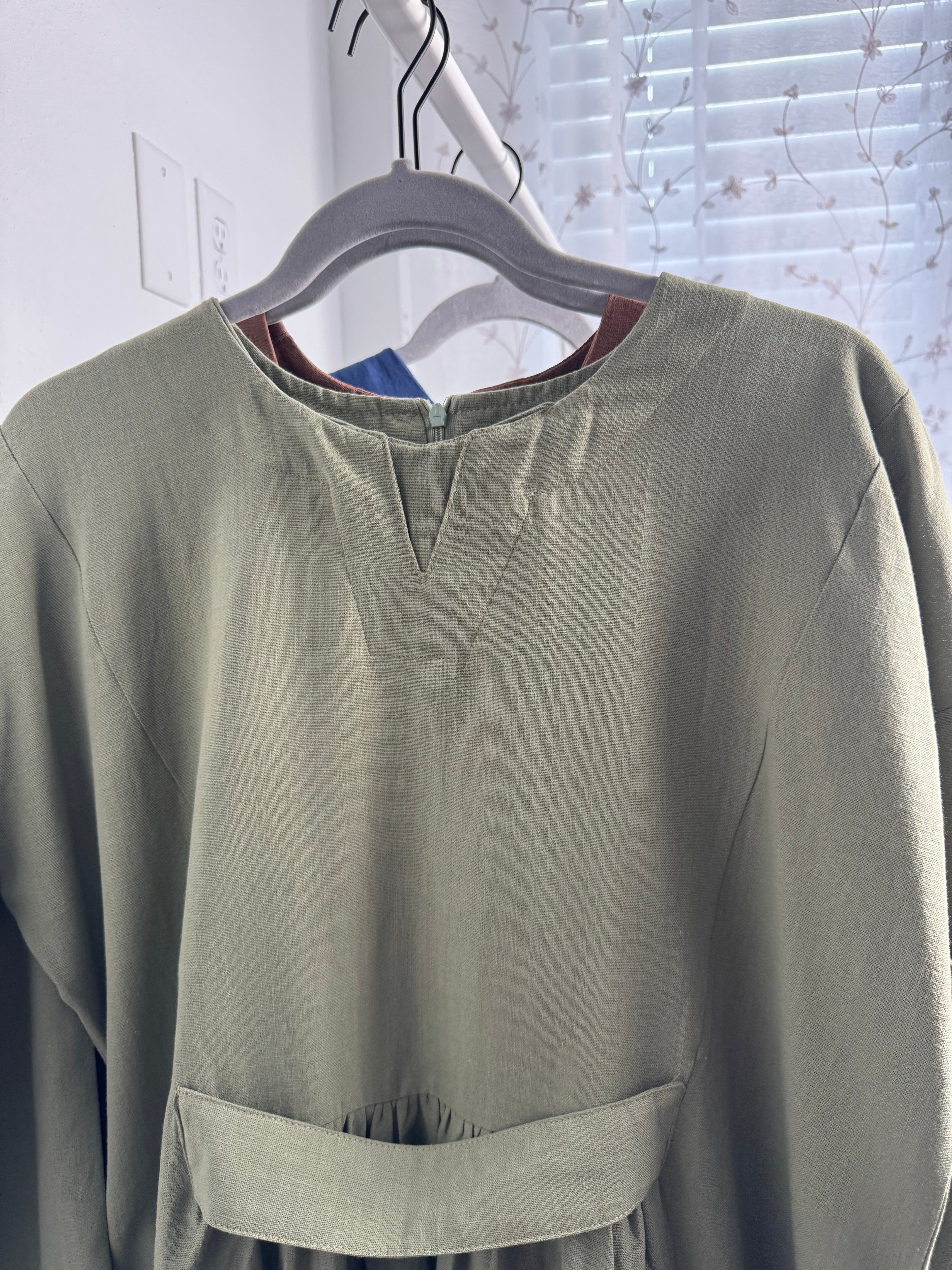 Pleated Linen Dress - Green