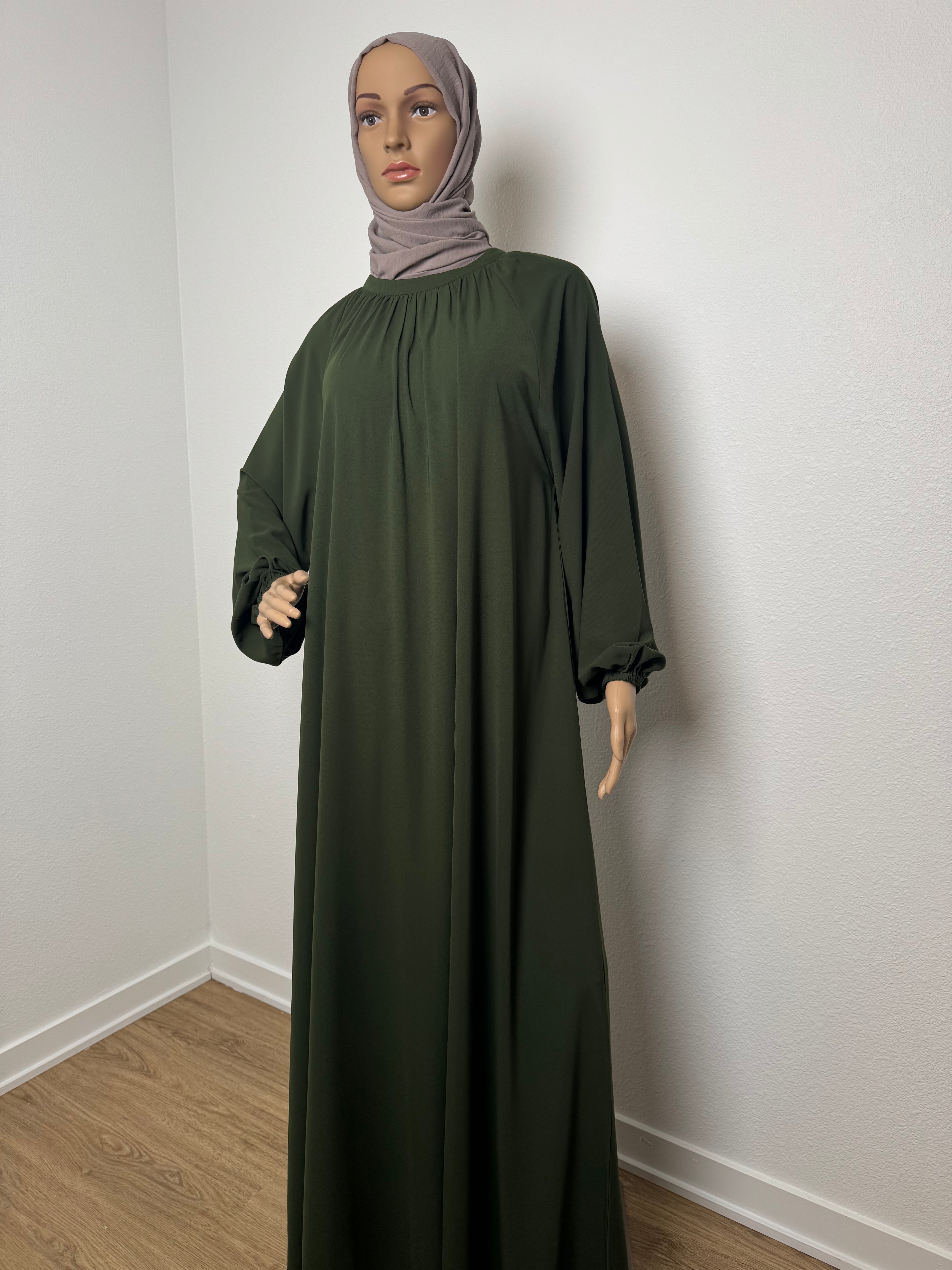 Green Gathered Neckline - Egyptian Silk