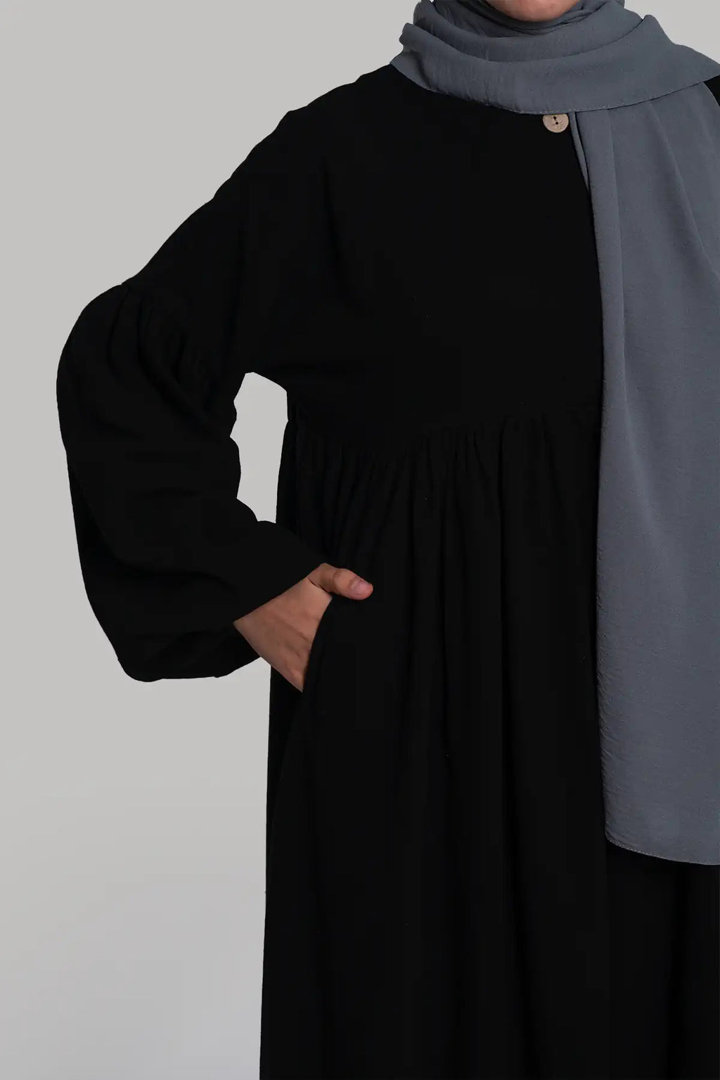 Linen Button Dress - Black