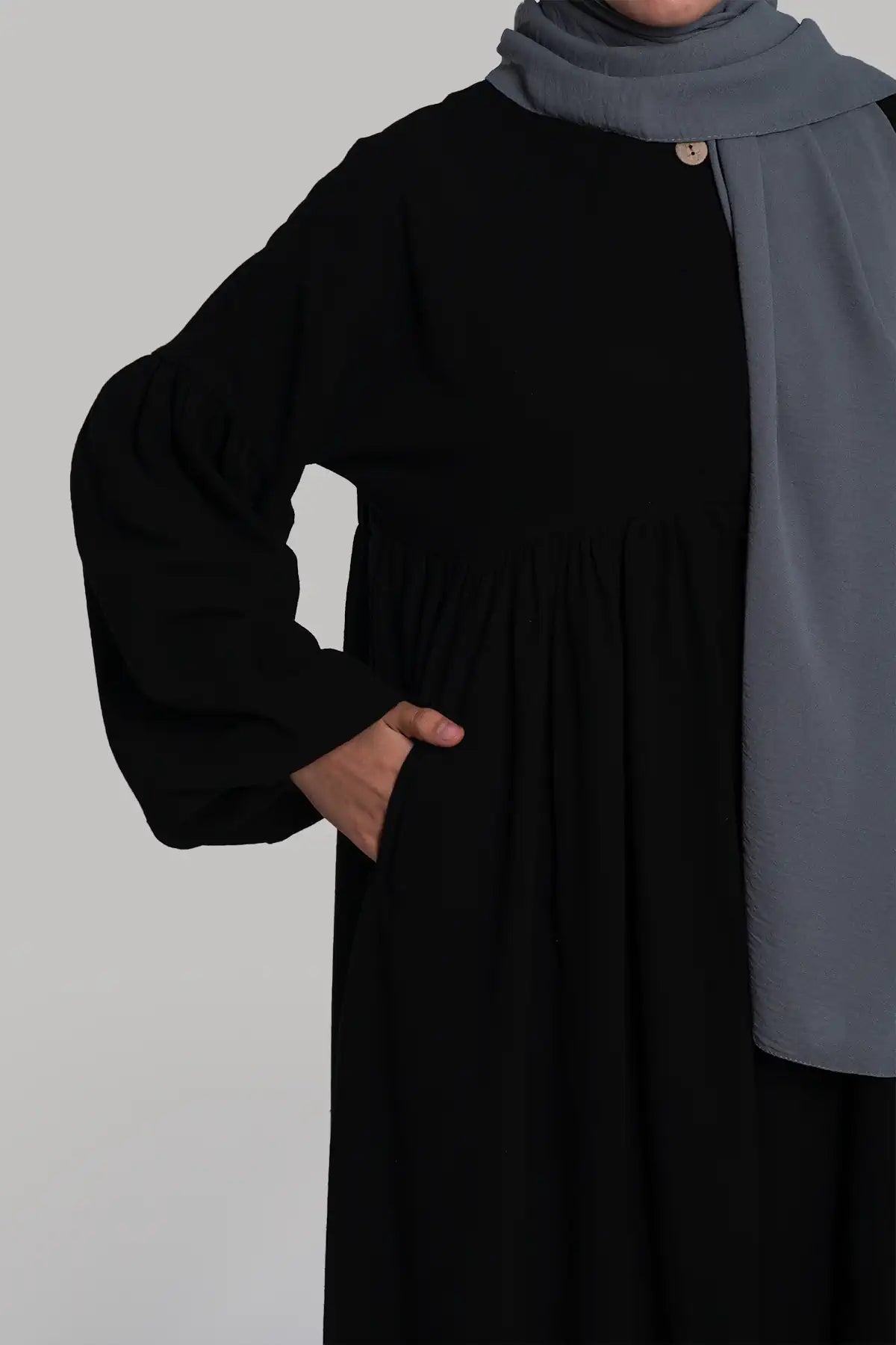 Linen Button Dress - Black