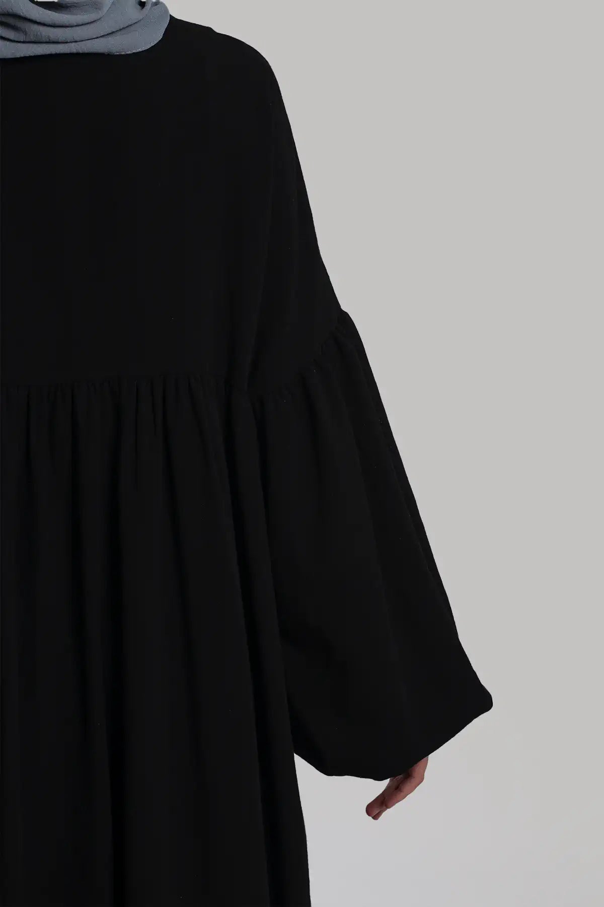 Linen Button Dress - Black