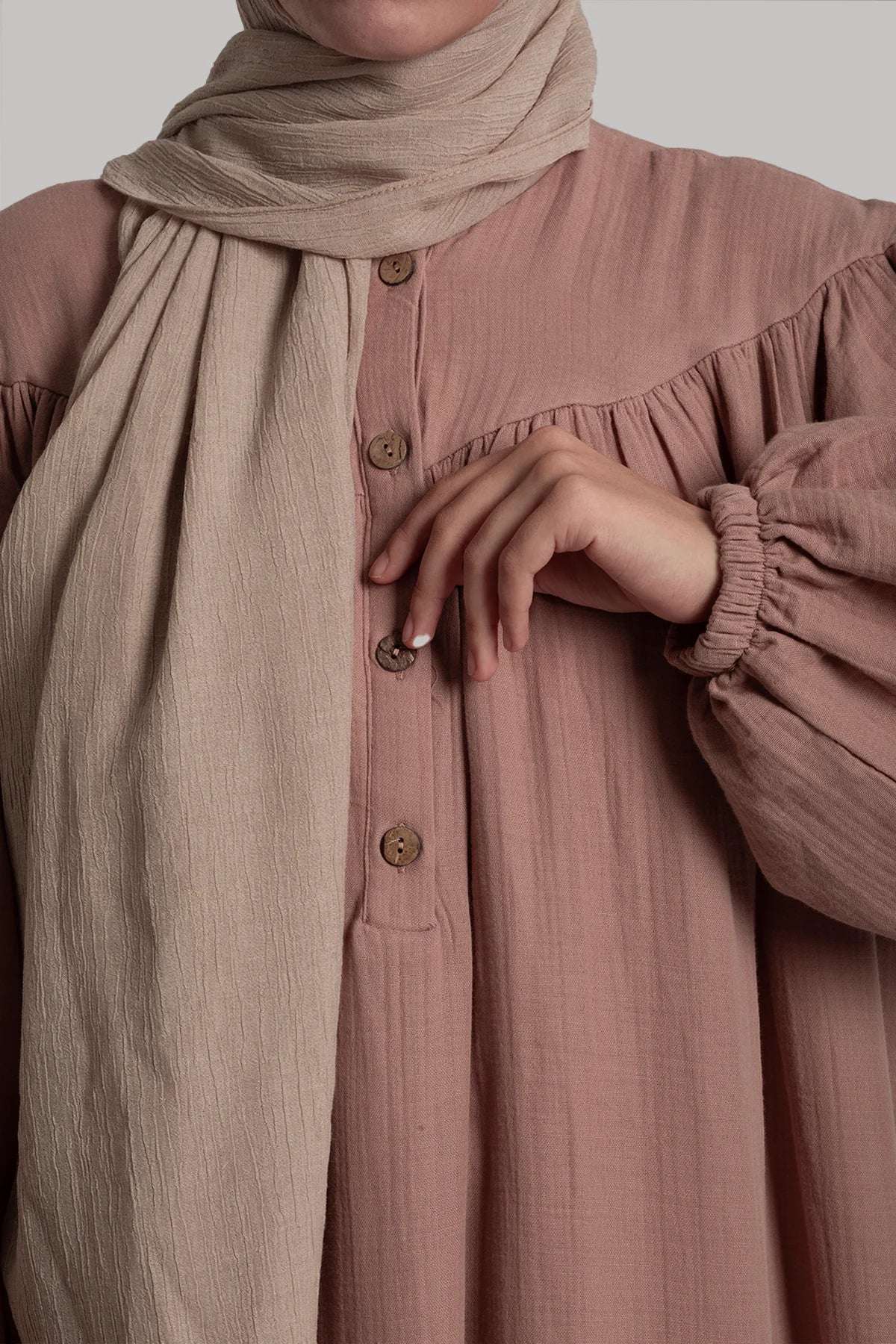 Muslin Button Dress - Powder Pink