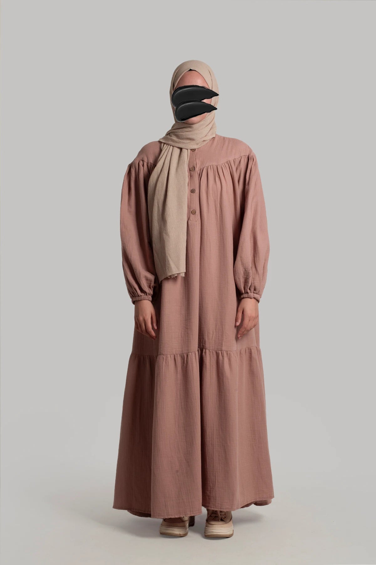 Muslin Button Dress - Powder Pink