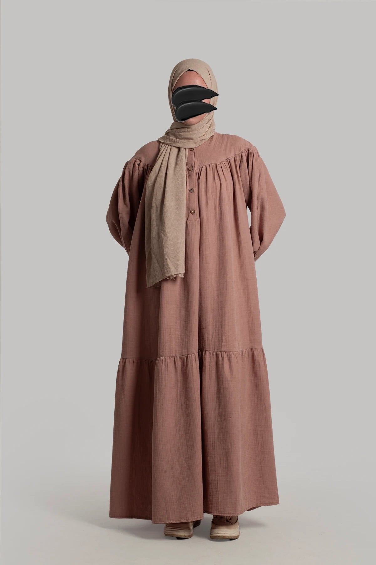 Muslin Button Dress - Powder Pink