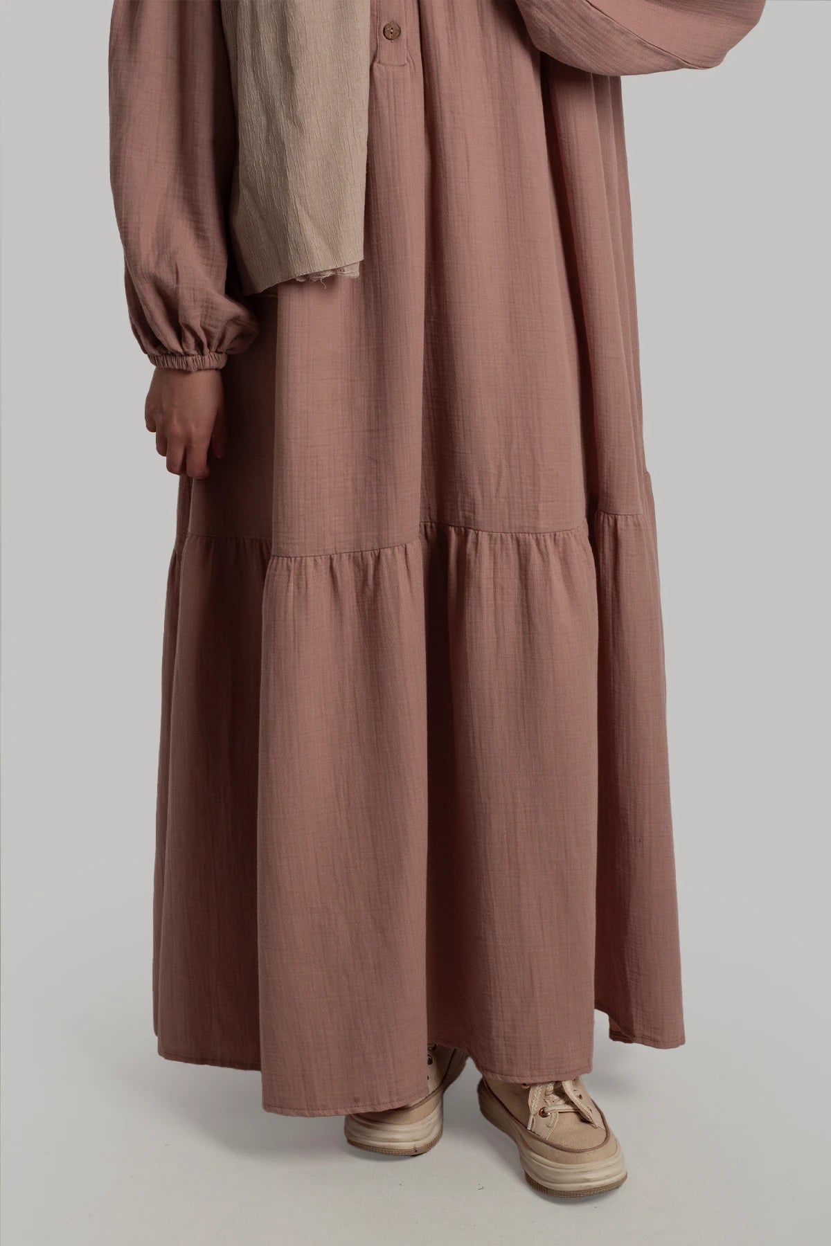 Muslin Button Dress - Powder Pink