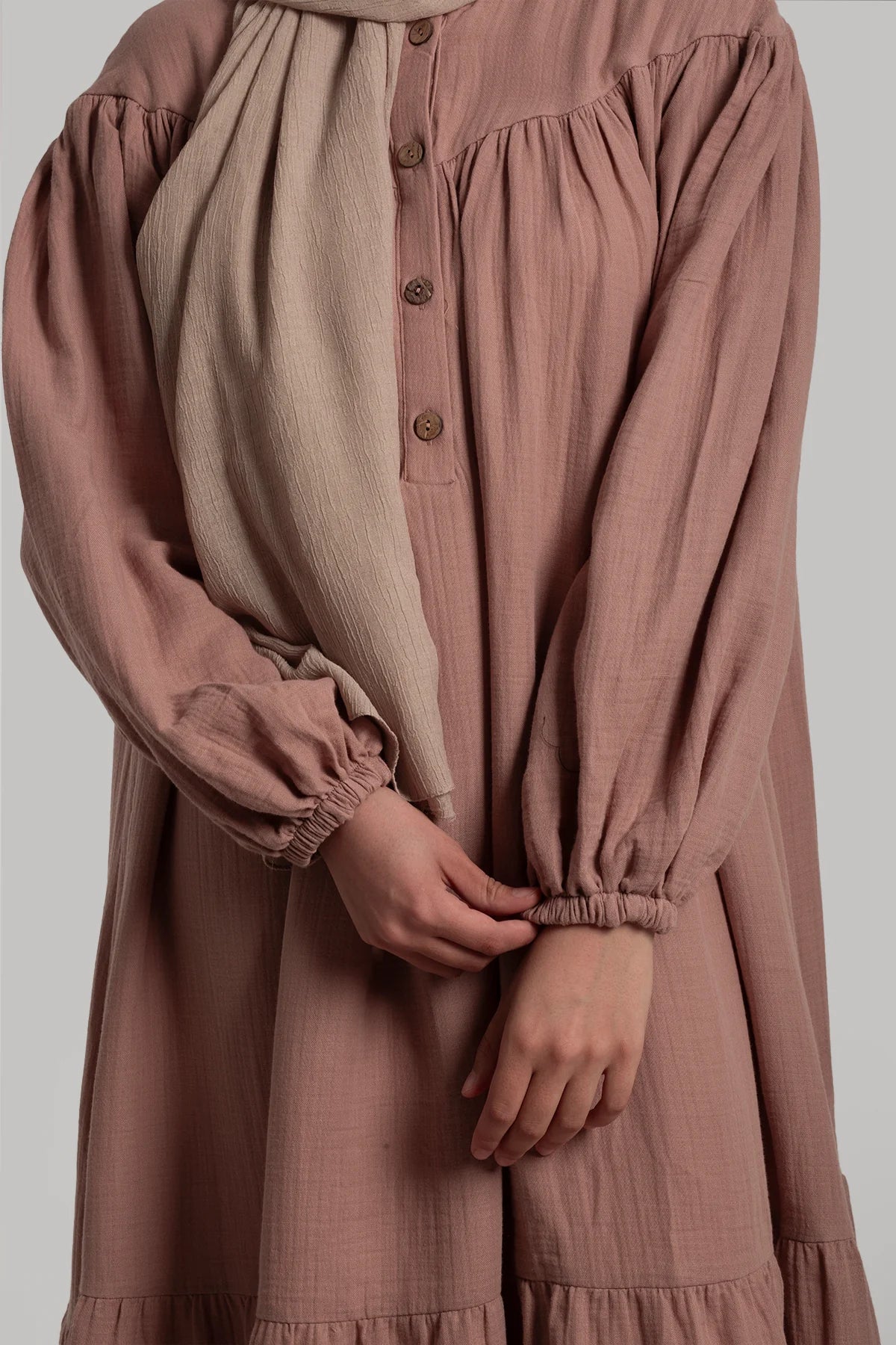 Muslin Button Dress - Powder Pink