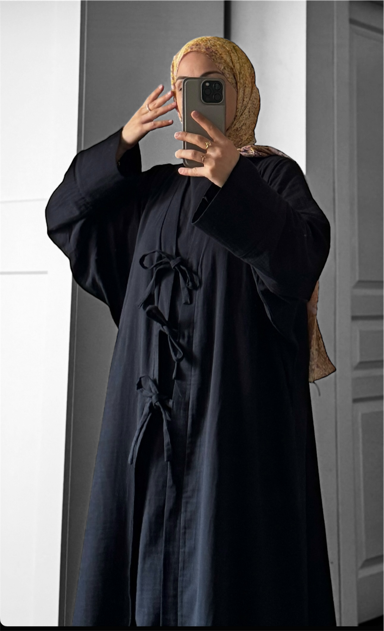 2 Piece Abaya - Black Muslin Cotton