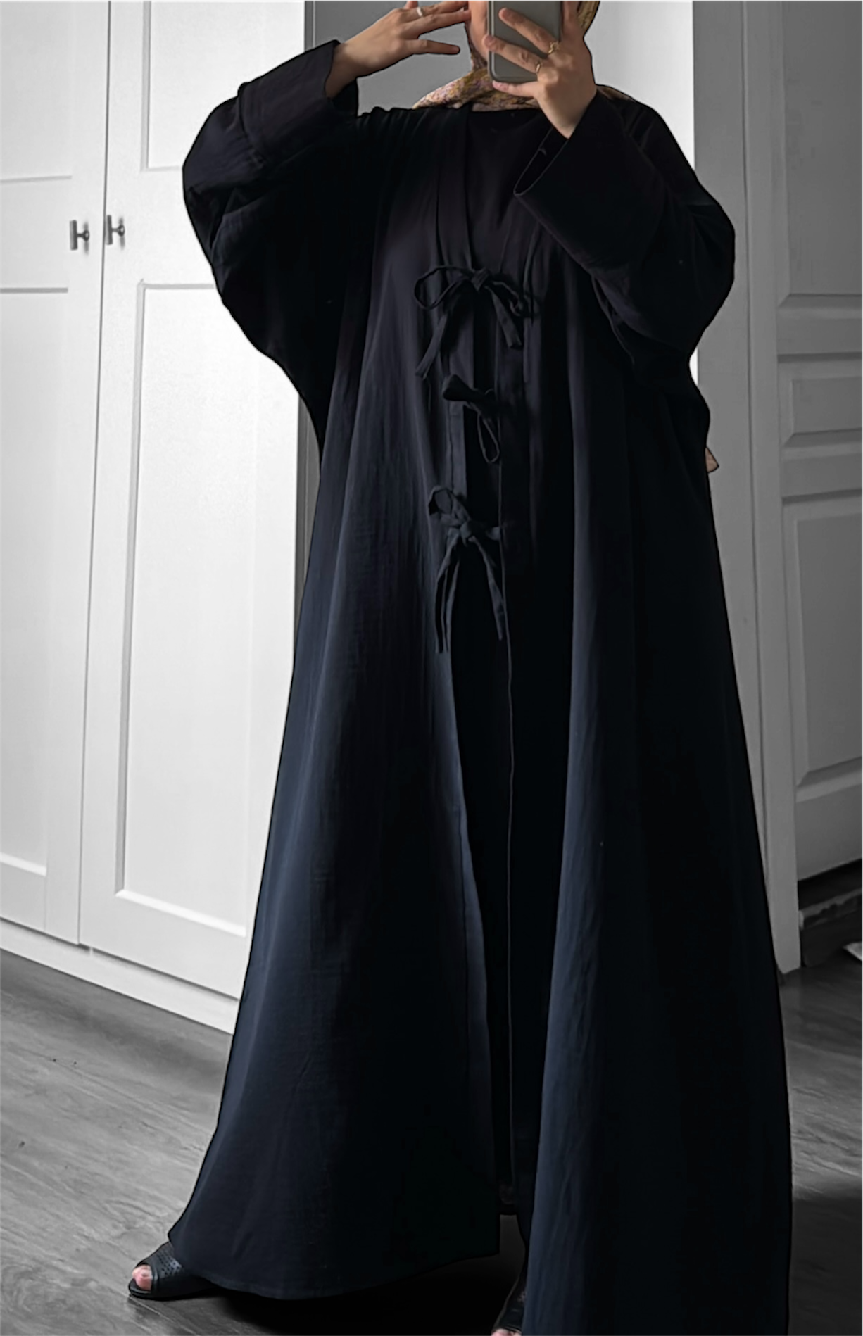 2 Piece Abaya - Black Muslin Cotton