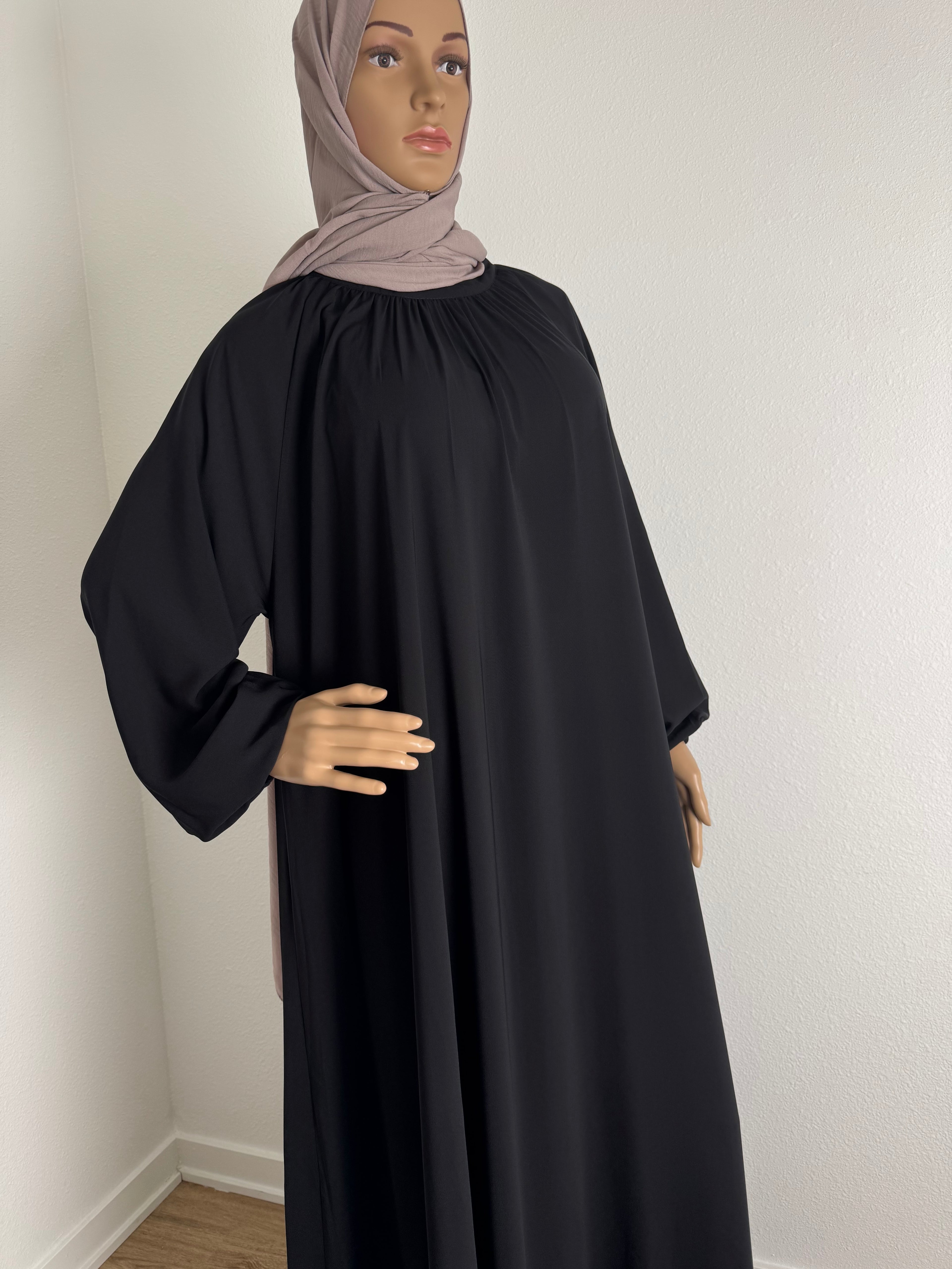 Black  Gathered Neckline - Egyptian Silk