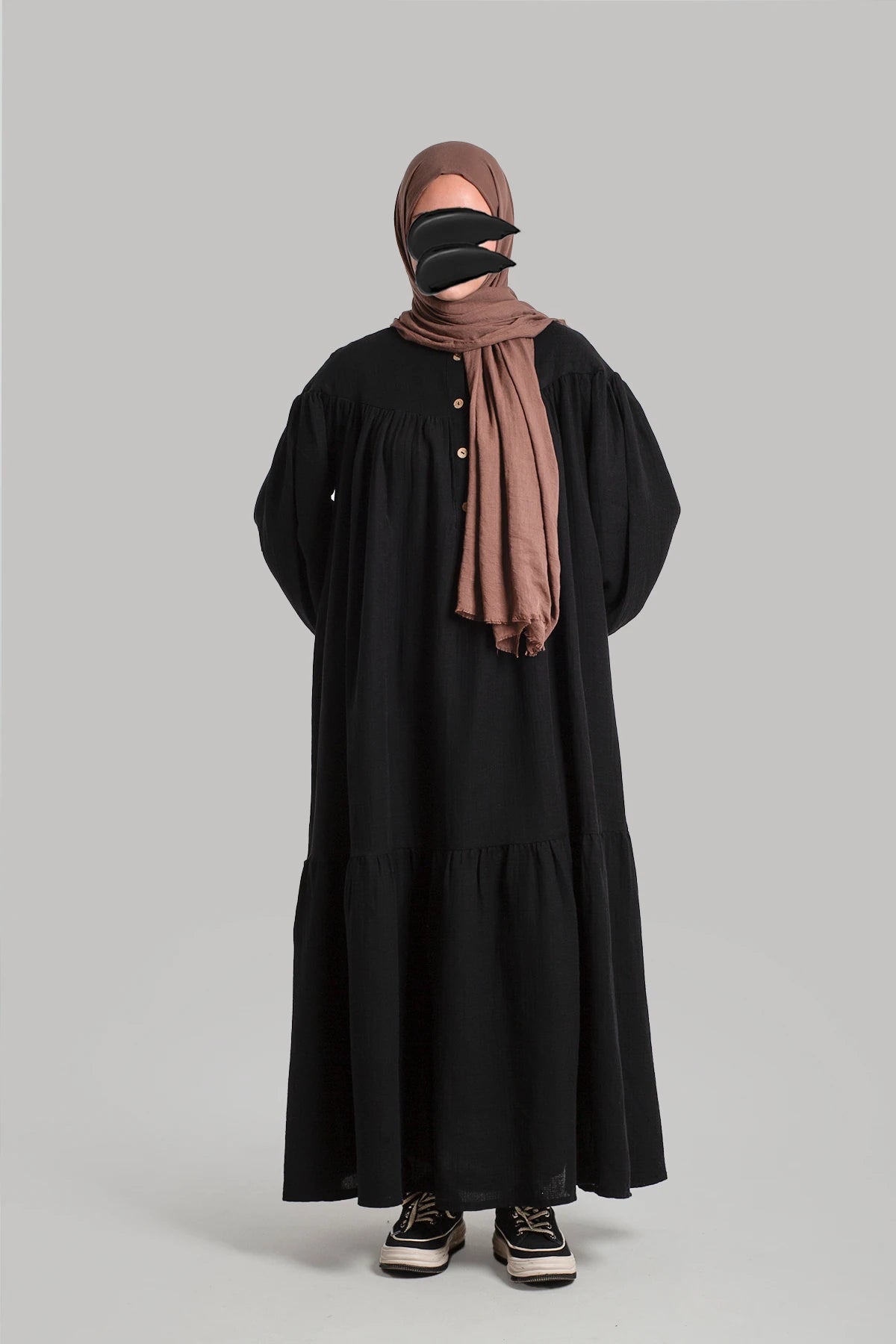 Muslin Button Dress - Black
